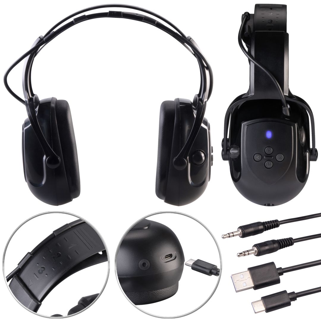 AGT Akku-Gehörschutzkopfhörer mit Bluetooth 5.1 und AUX-Eingang, SNR 30 dB