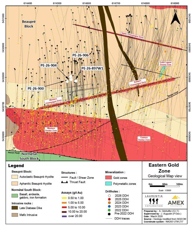 Amex durchteuft bei Bohrungen 22,27 g/t Au auf 6,40 m und bringt sein Grade-Control-Programm für die Massenprobenahme zum Abschluss
