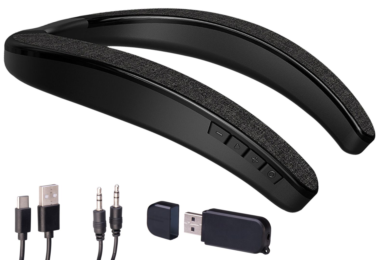 auvisio 2in1-Akku-TV-Nackenlautsprecher KH-535 mit Bluetooth, Freisprechen, MP3