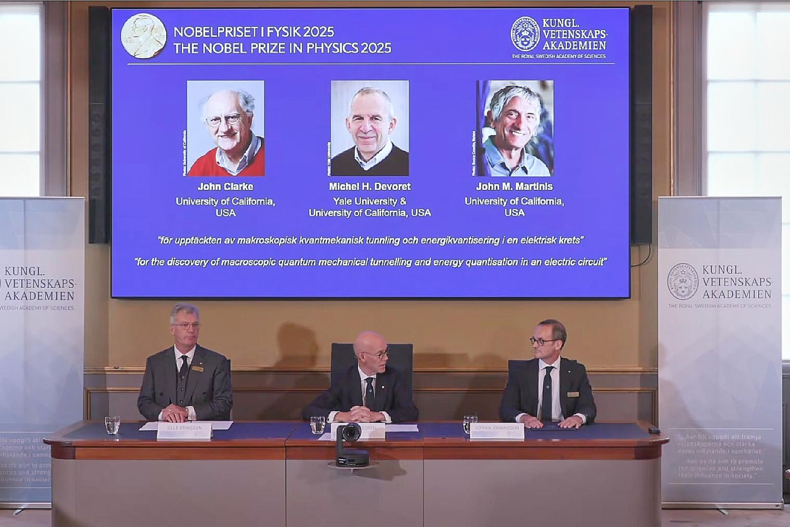 Bekanntgabe von Physik-Nobelpreis am 07.10.2025