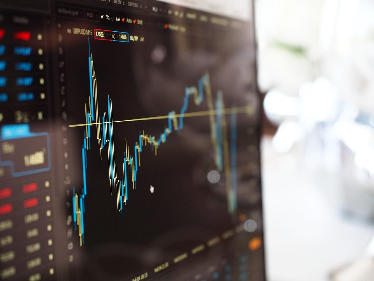 blur, chart, computer, data, finance, graph, growth, line graph, stock exchange, stock market