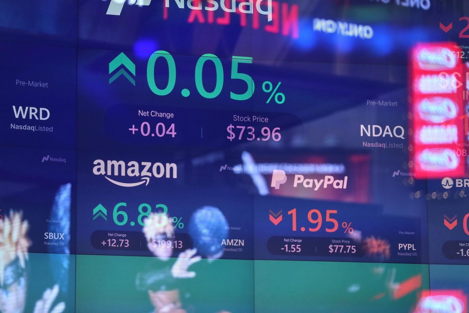 Börsenkurse von Amazon und Paypal an der Nasdaq (Archiv)