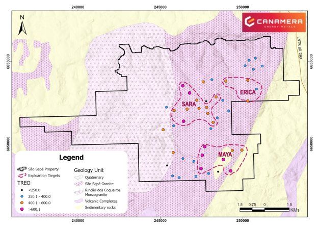 Canamera beginnt im Projekt São Sepé in Brasilien mit der Exploration in drei ermittelten Seltenerdmetall-Zielzonen von hoher Priorität