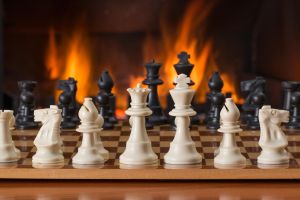 chess, board game, fireside, strategy, play, competition, leisure, game, board, piece, move, vintage, winner, log fire, winter, hearth, recreation, pawn, challenge, white, intelligence, king, battle, knight, queen, bishop, power, chessboard, tournament, f