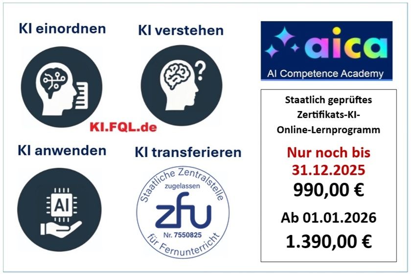 Das staatlich zertifizierte KI-Online-Lernprogramm hebt die Preise ab 1.1.2026 an