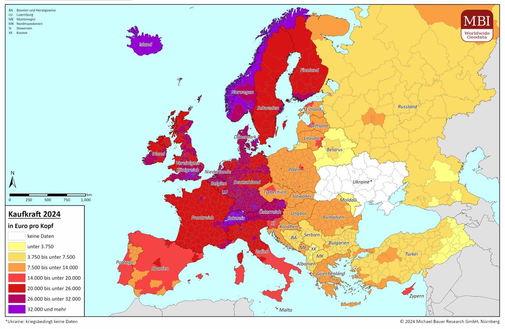 Die Kaufkraft in Europa steigt 2024 auf 13,6 Billionen Euro