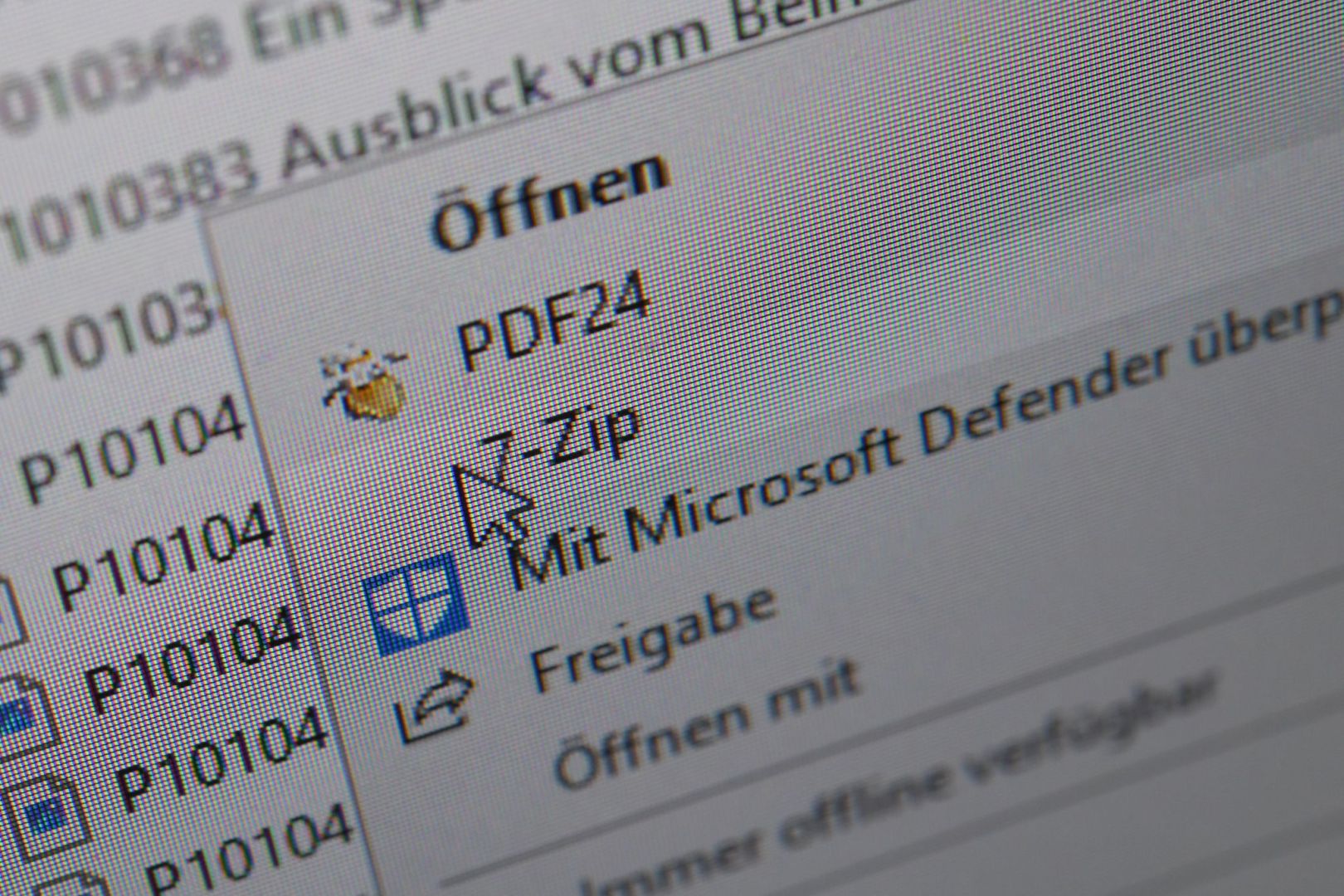 Die Packsoftware 7-Zip im Menü eines Computers