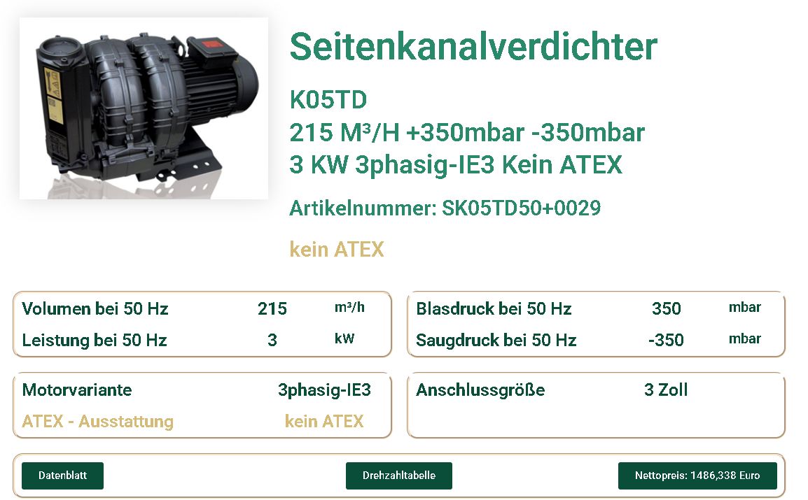 Effiziente zentrale Vakuumerzeugung mit dem Seitenkanalverdichter K05TD