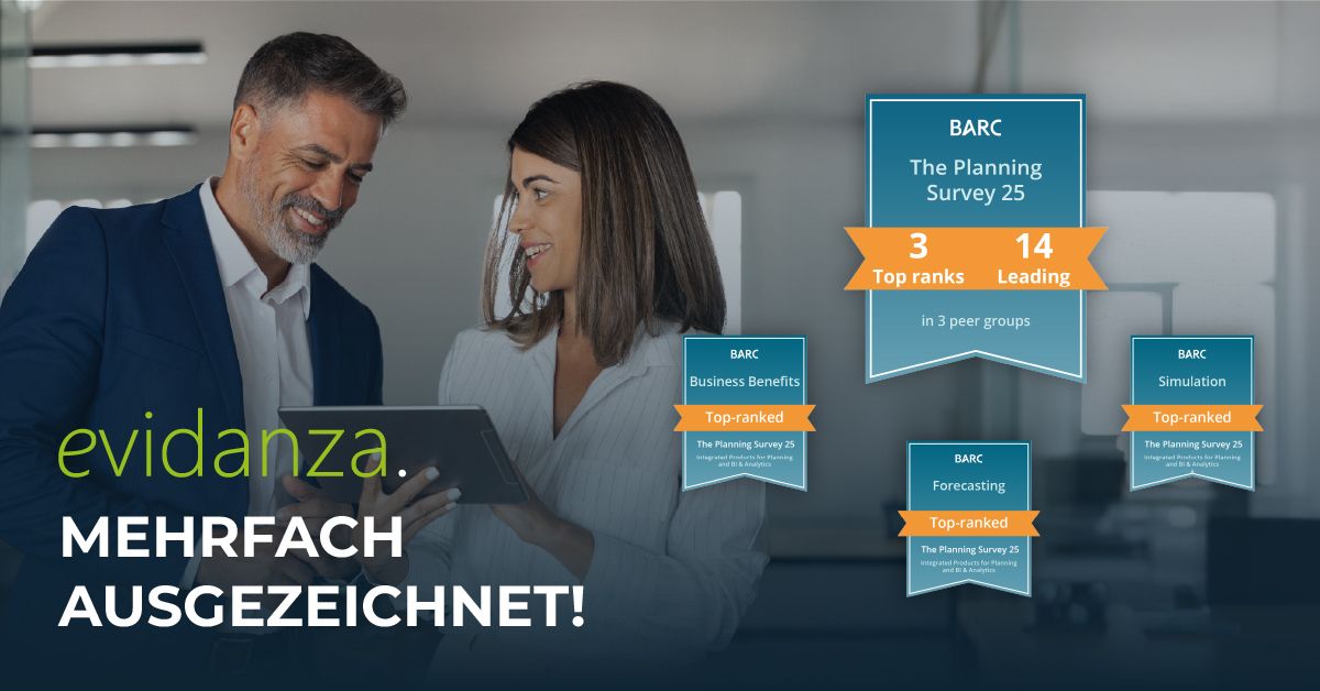 evidanza erzielt Top-Platzierungen im BARC Planning Survey 2025