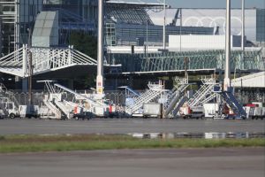 Fluggasttreppen am Flughafen München