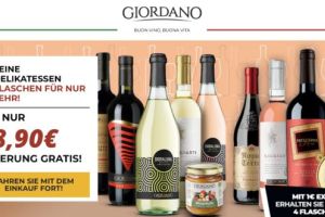 Giordano Weine: 12 Flaschen Wein + 3 Spezialitäten + Geschirrset für 39,90€ inkl. Versand