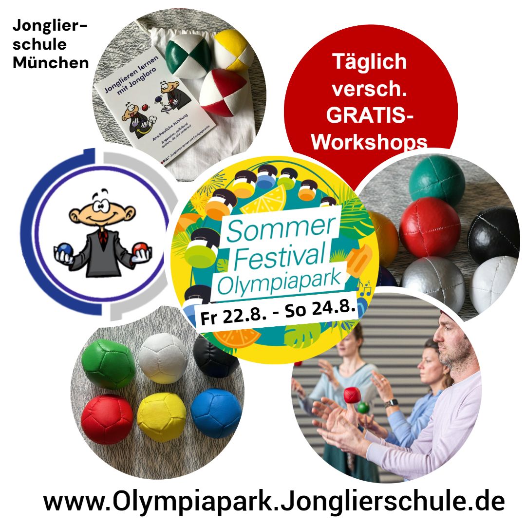 GRATIS-Jonglierkurse im Olympiapark München für Anfänger und Fortgeschrittene