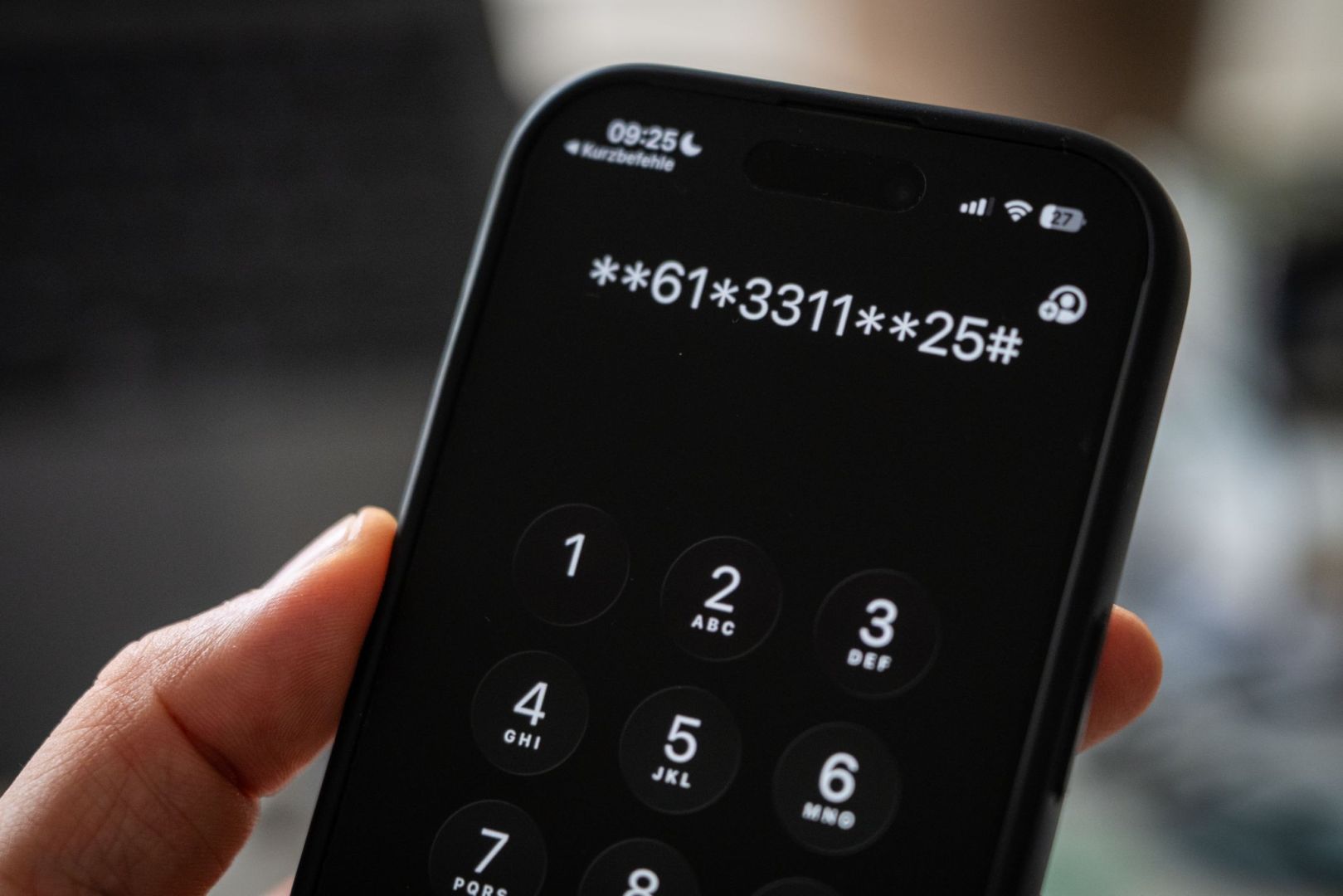 GSM-Code **61*3311**25# auf dem Disply eines iPhone