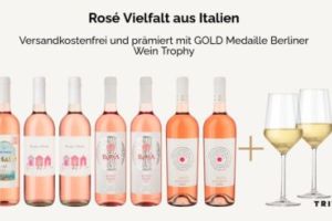 Hawesko: Rosé Vielfalt aus Italien mit acht Flaschen + zwei Gläsern für 39,90€