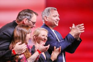 Heidi Reichinnek, Sören Pellmann, Ines Schwerdtner, Jan van Aken am 09.05.2025
