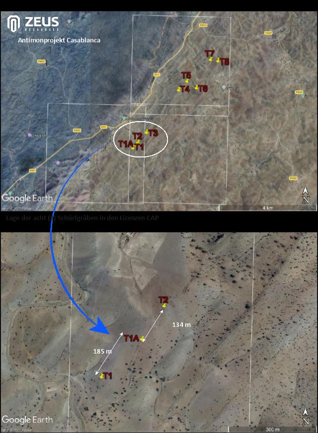 Hervorragende Antimonergebnisse, darunter 2 m mit 22,69 % Sb, bestätigen das Potenzial für hohe Gehalte und Größe in Casablanca