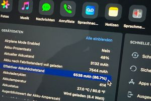 iPad-Gerätedaten zum Akkuzustand