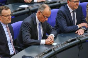 Jens Spahn, Friedrich Merz, Alexander Dobrindt am 06.05.2025