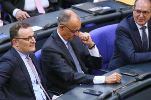 Jens Spahn, Friedrich Merz, Alexander Dobrindt am 06.05.2025