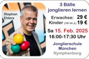 Jonglierkurs für Anfänger in München-Nymphenburg am Samstag, 15. Februar 2025 um 16 Uhr