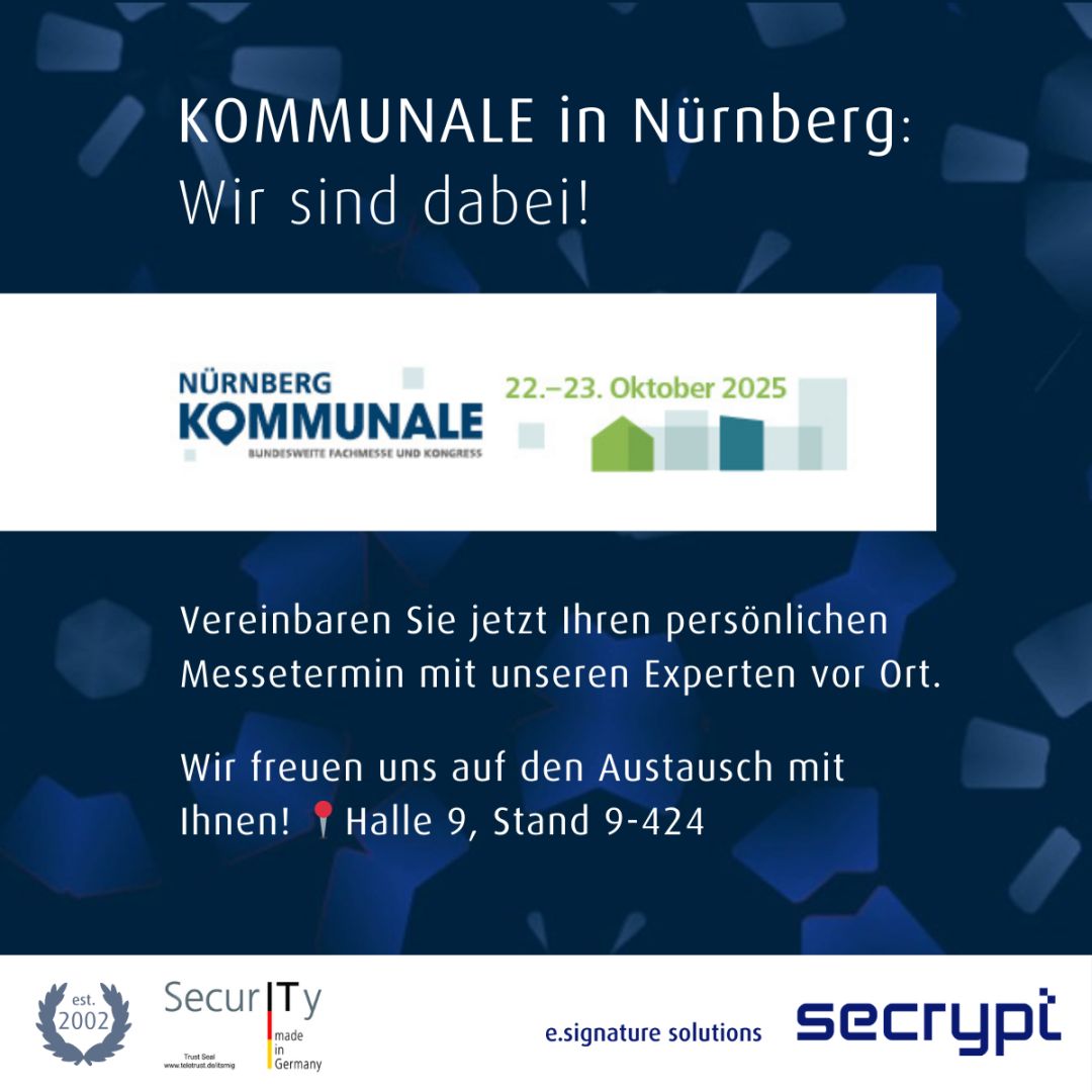 KOMMUNALE Nürnberg 2025 – E-Signaturexperten von secrypt vor Ort