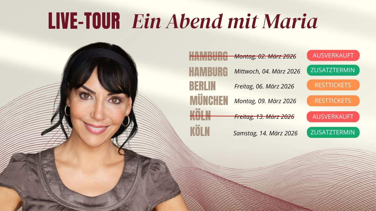 Live-Tour „Ein Abend mit Maria“ mit Traumatherapeutin Maria Sanchez
