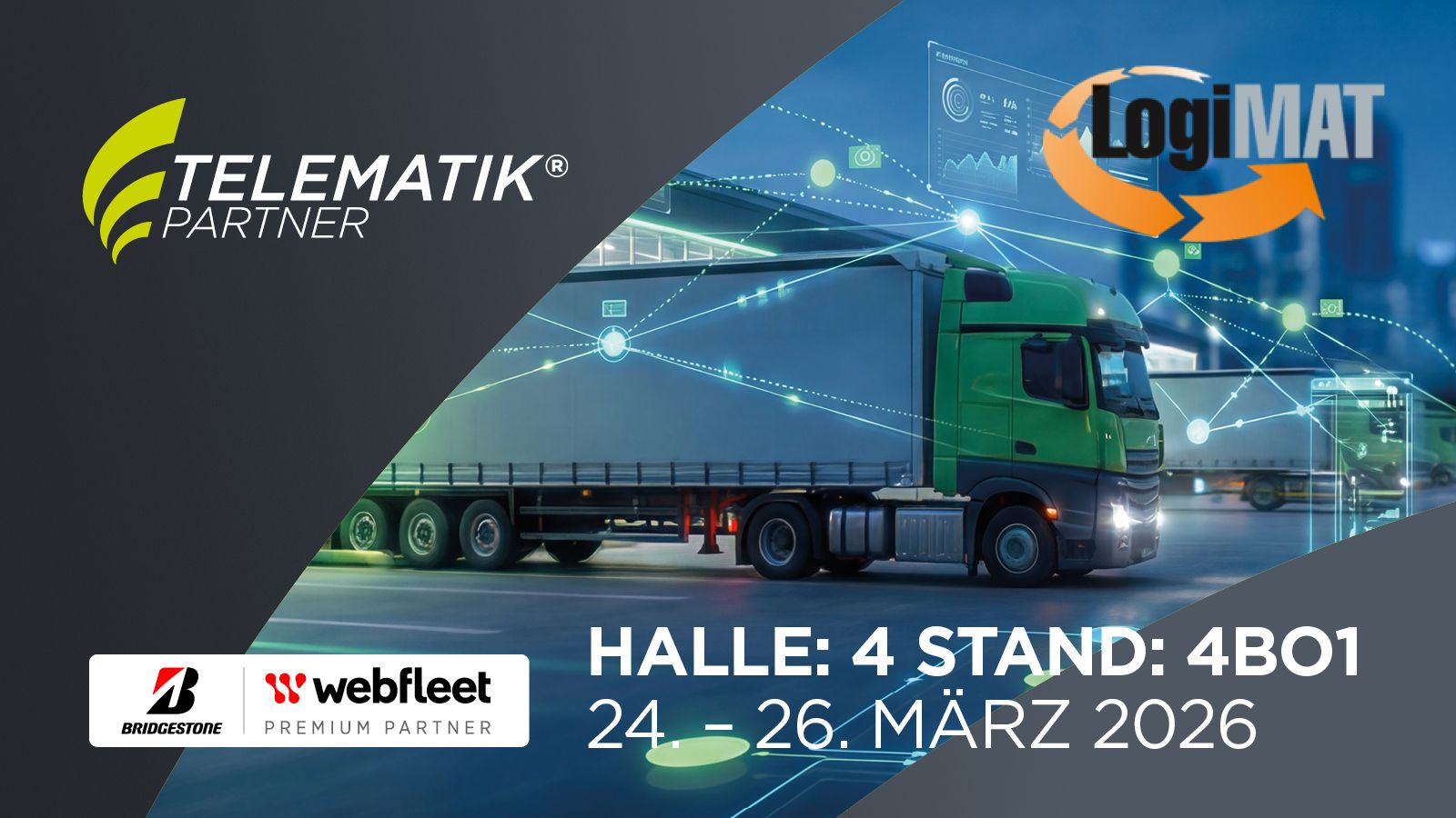 LogiMAT 2026: Telematik Partner zeigt KI-Telematiklösungen, Driver Terminals und Kamerasysteme für Logistik, Transport und Industrie (Halle 4, Stand 4B01)
