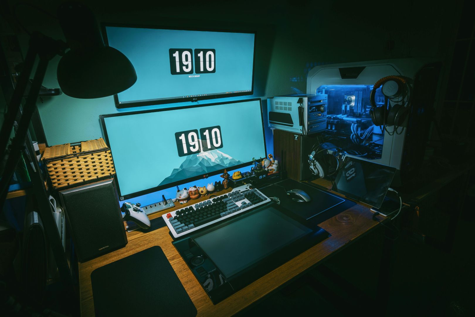 Low Light Fotografie Von Computer Gaming Rig Set