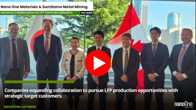 Nano One und Sumitomo Metal Mining treiben Zusammenarbeit zur Kommerzialisierung von LFP voran
