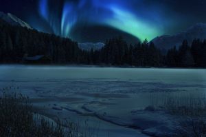 northern lights, aurora, night