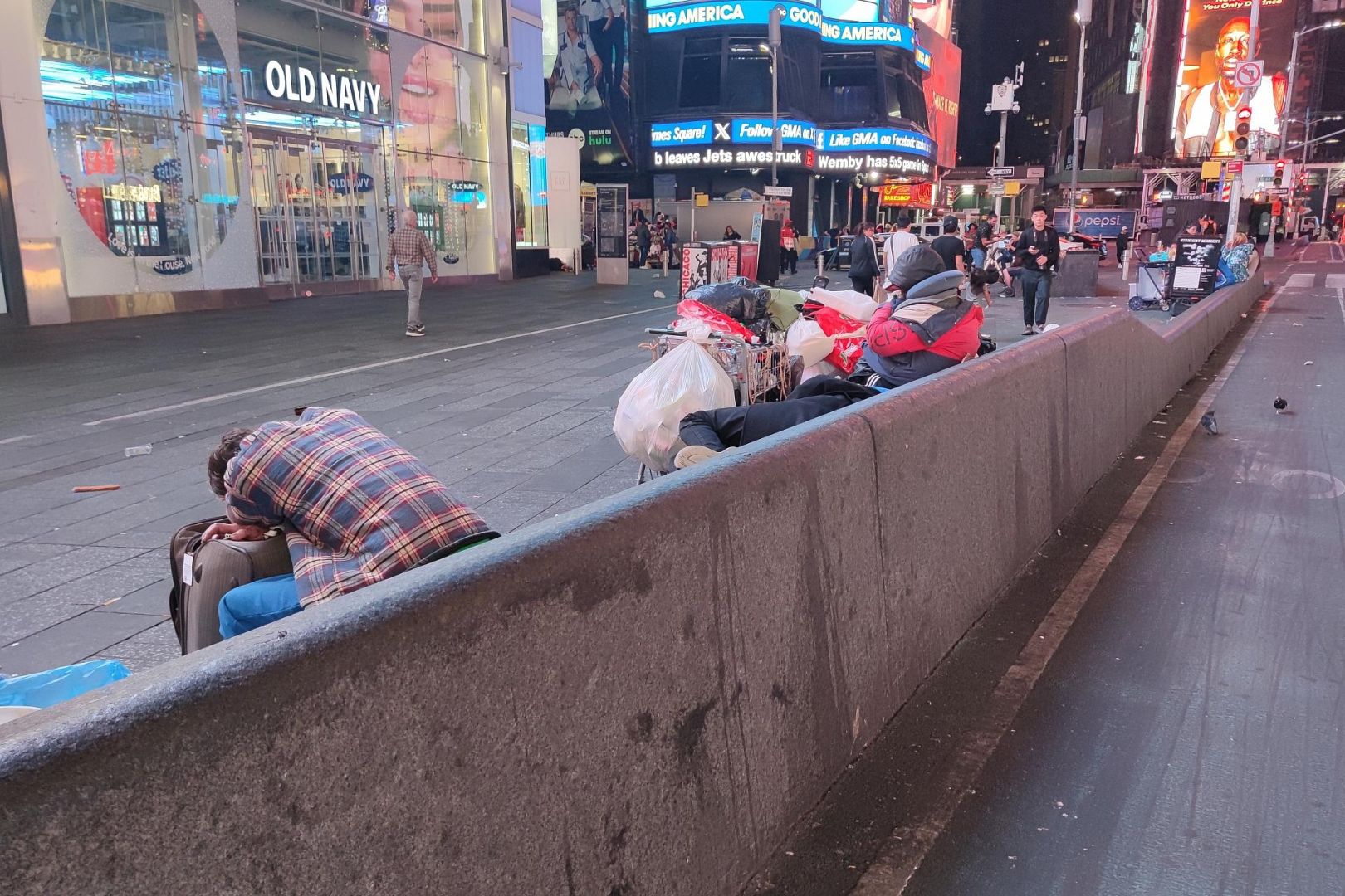 Obdachlose in den USA am Times Square