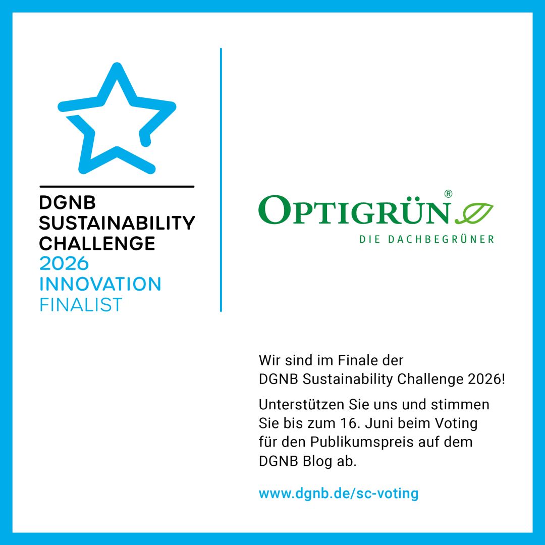Optigrün ist Finalist bei der DGNB Sustainability Challenge 2026.