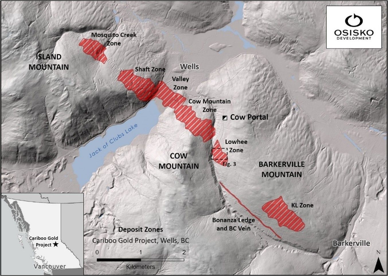 Osisko Development gibt aktuellen Stand der Infill-Bohrungen im Rahmen seines 13.000-meter-Programms im Cariboo-Gold-Projekt bekannt; Abschnitte umfassen 8,56 g/t Au über 8,5 m ab 60,5 m Tiefe und 130,32 g/t Au über 0,5 m ab 83,5 m Tiefe