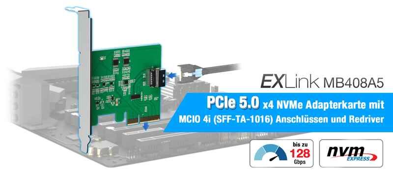 PCIe Gen5 NVMe Konnektivität für MCIO-basierte Speicherlösungen