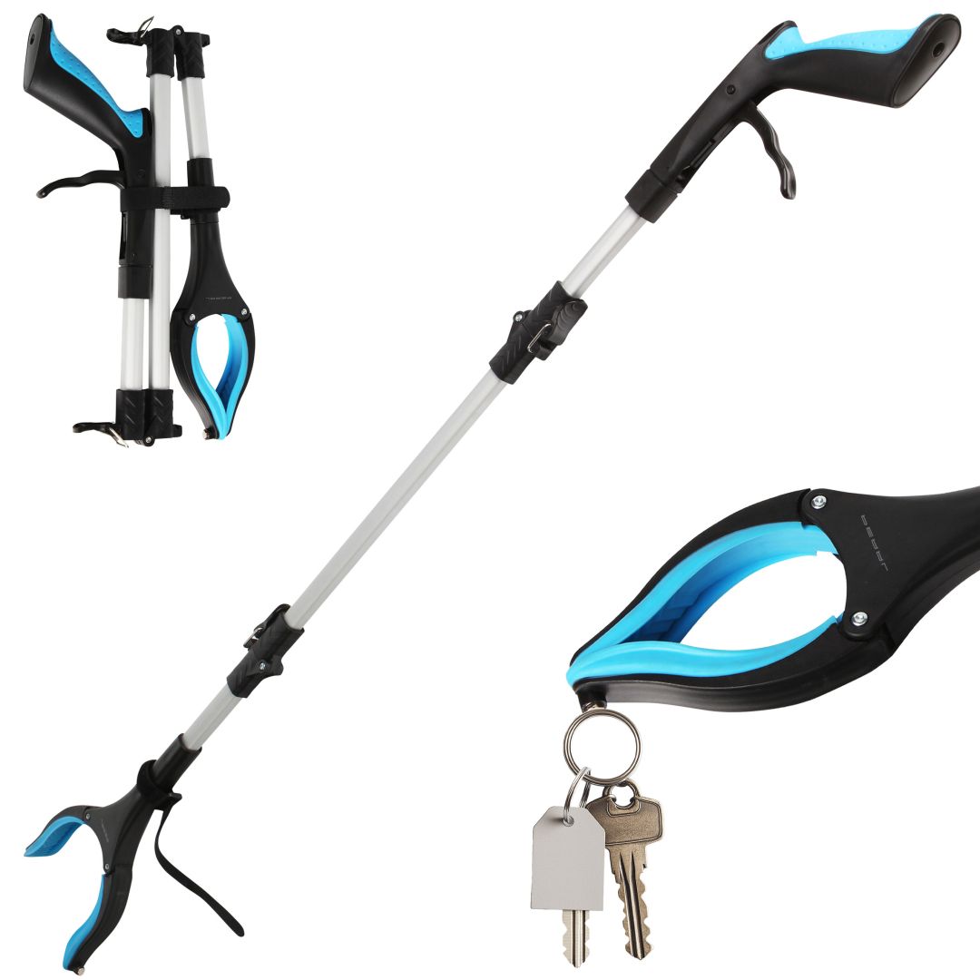 PEARL Faltbare Magnetgreifzange aus Aluminium, 92 cm, Senioren-Greifhilfe