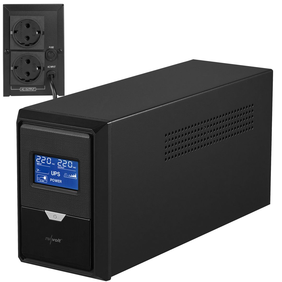revolt Unterbrechungsfreie Stromversorgung 800 VA, 480 Watt, 2x 230-V-Ausgang