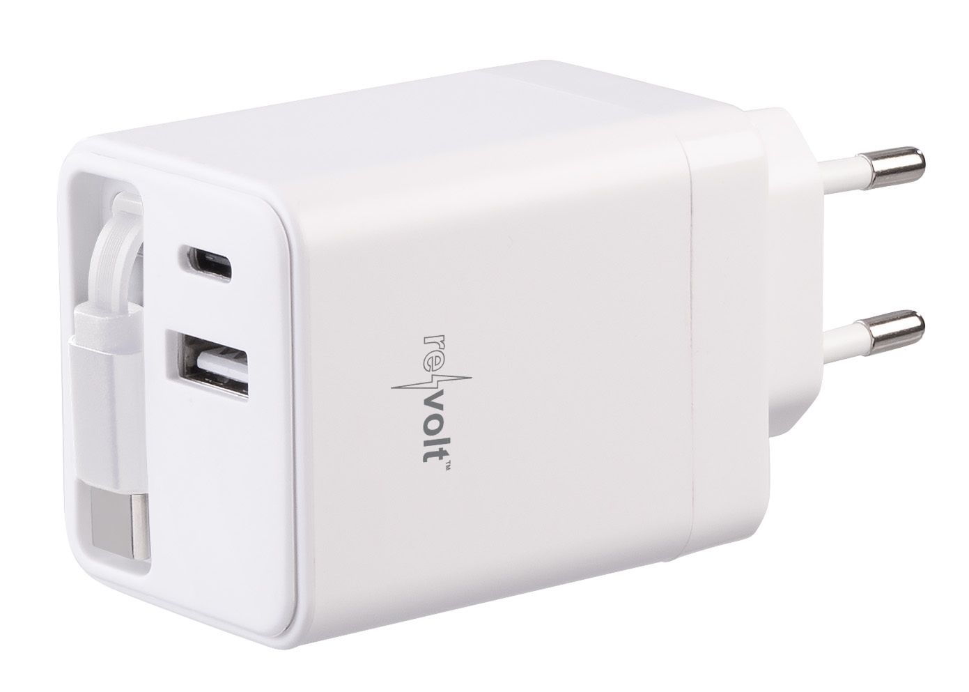 revolt USB-GaN-Netzteil mit 2x USB-C und 1x USB-A, Power Delivery bis 45 Watt