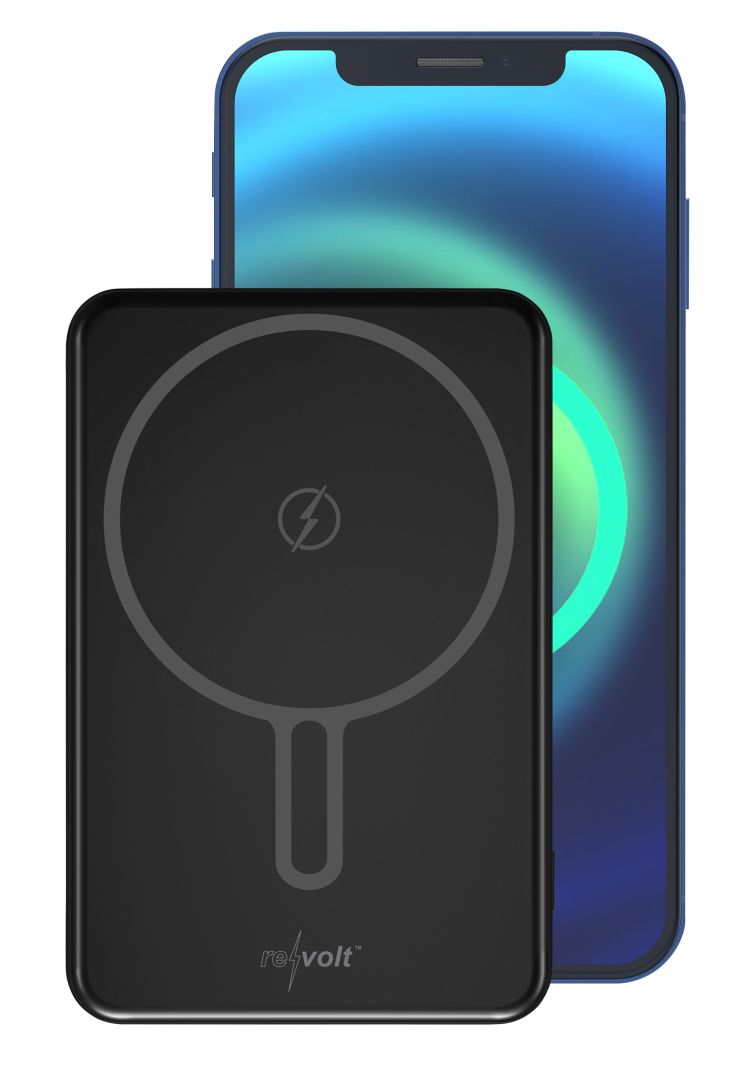 revolt Wireless-Powerbank, 10.000 mAh, 22,5 Watt PD, USB-A/-C, MagSafe-kompatibel