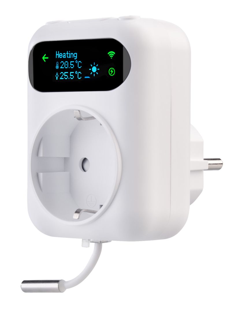 revolt WLAN-Steckdosen-Thermostat für Heiz- & Klimageräte, App, 2 Sensoren