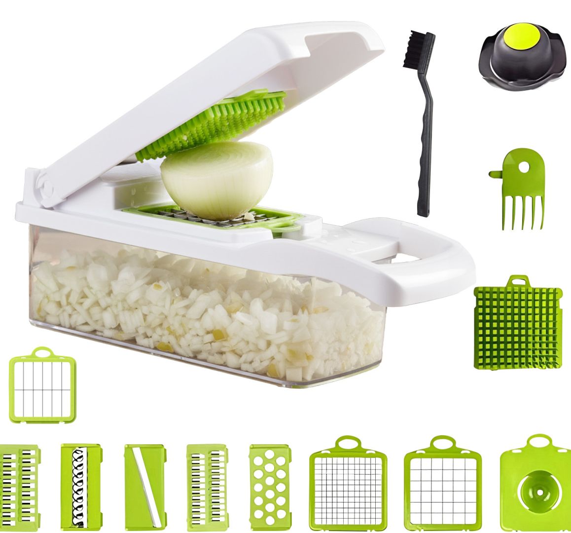 Rosenstein & Söhne 16in1-Gemüseschneider, Gemüsehobel, Wüfelschneider, Schredder und mehr