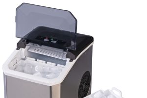 Rosenstein & Söhne Eiswürfelmaschine EWM-100 aus Edelstahl mit Selbstreinigung, 12 kg/Tag