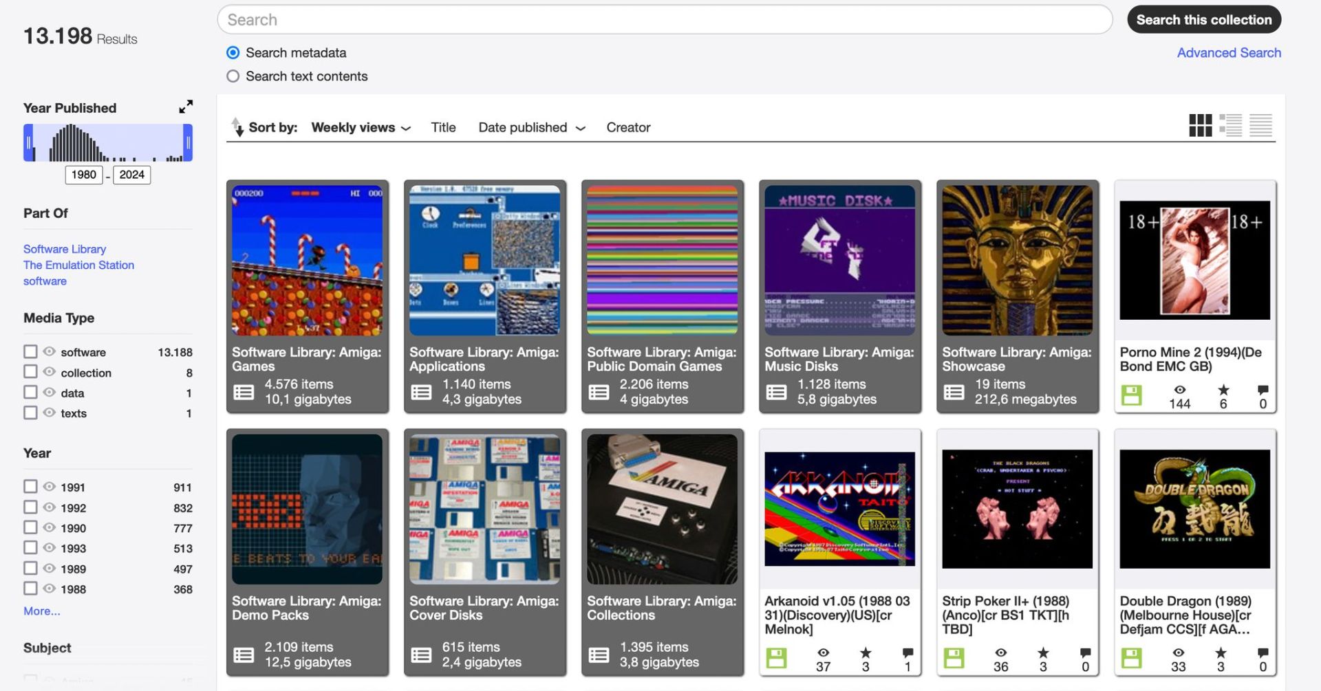 Screenshot «Amiga Software Library» des Internet Archive