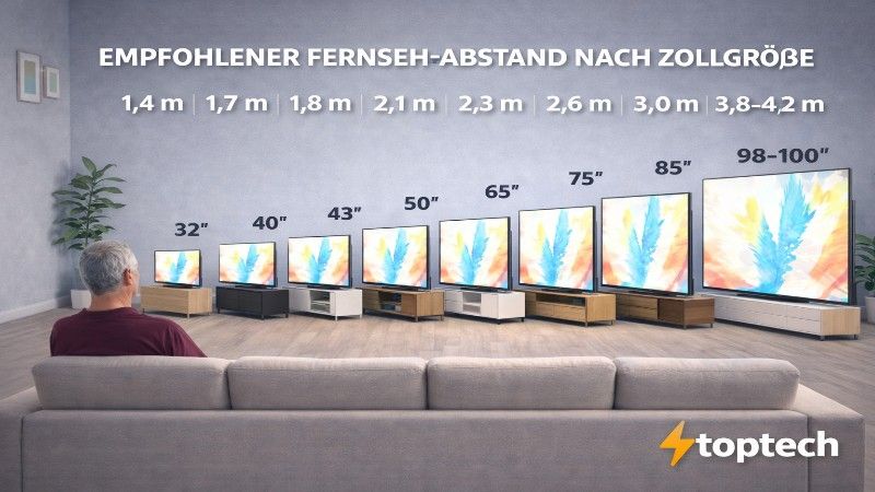Sichere Entfernung zum Fernseher: So sitzt du richtig – von 32 bis 100 Zoll