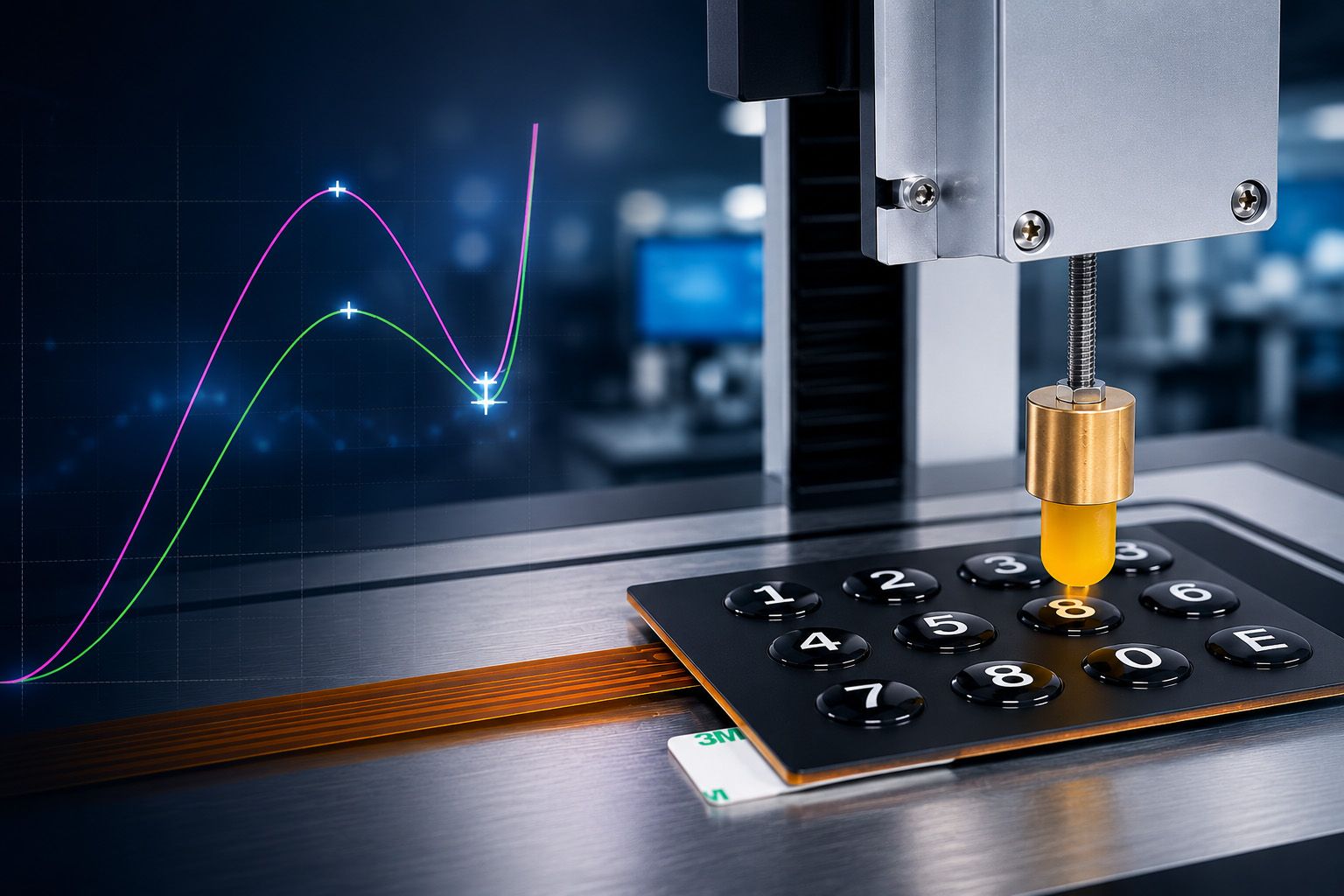 SNT Knowledge Lab: Kraft-Weg-Messung macht die Haptik von Folientastaturen messbar