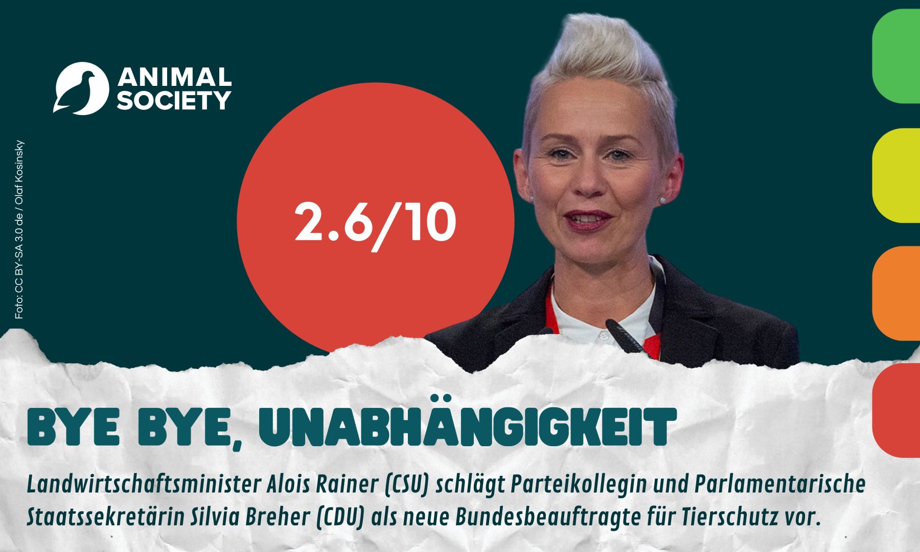 Stellungnahme zur geplanten Ernennung von Silvia Breher als Bundestierschutzbeauftragte