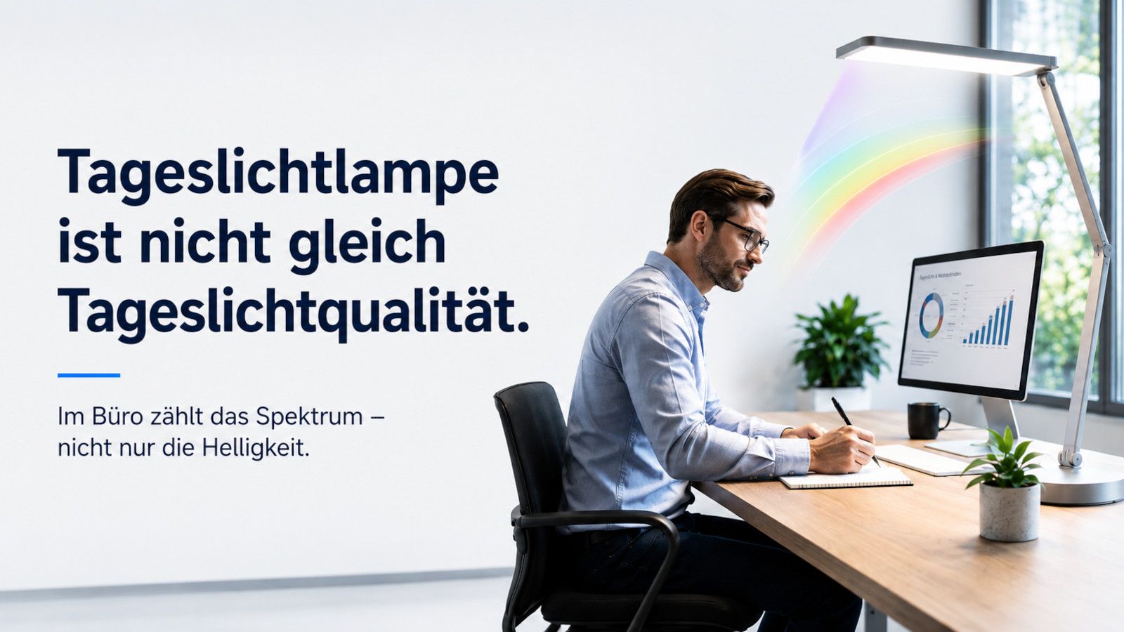 Tageslichtlampen im Büro: Warum Vollspektrumlicht für Arbeitsplätze wichtiger wird