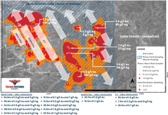 Tocvan grenzt Potenzial für eine Gold-/Silbermineralisierung auf großer Fläche bei Gran Pilar ab, die für eine Erweiterung offen ist, und trifft Vorbereitungen für die nächste Bohr- und Erschließungsphase