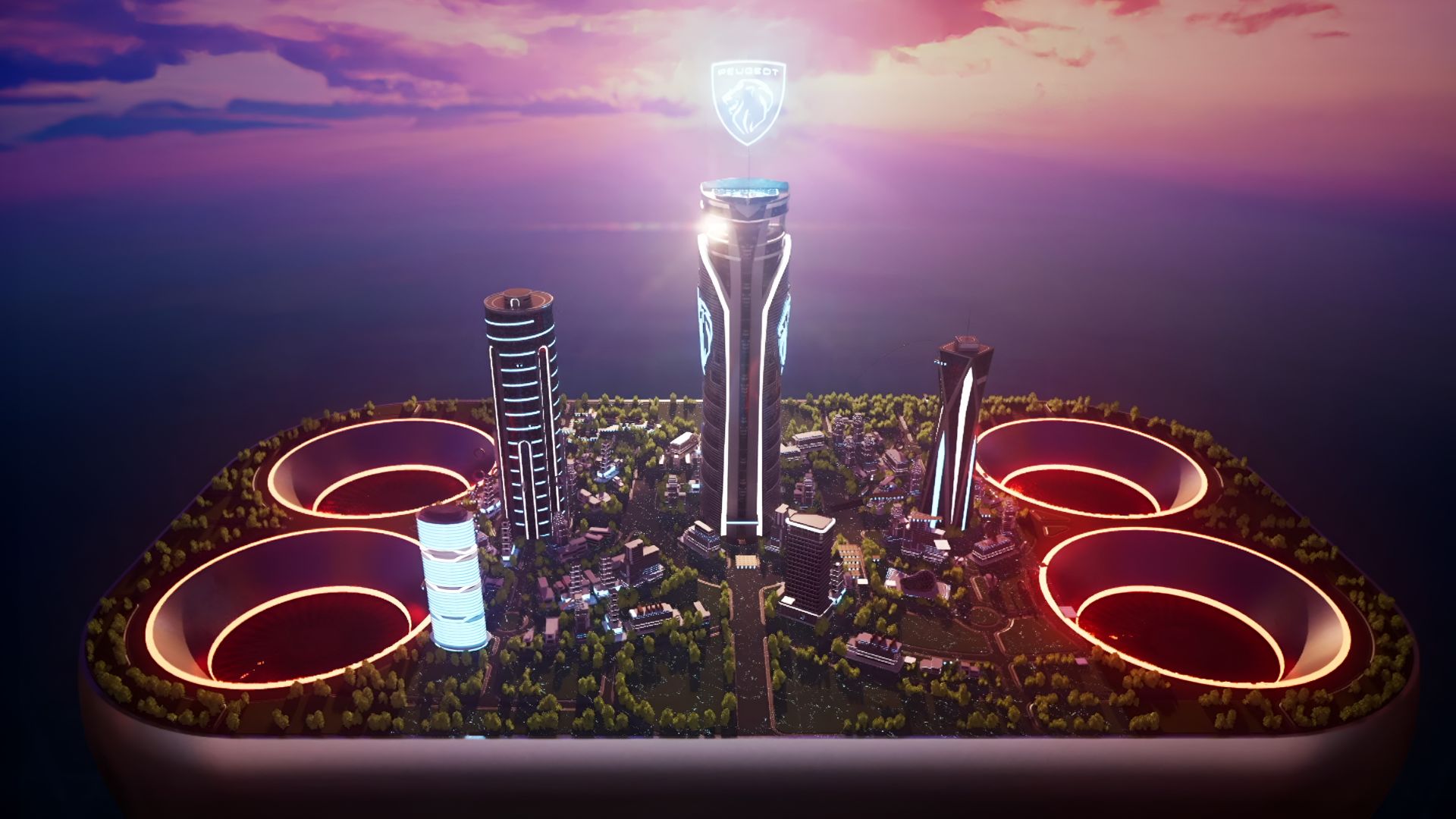 Zum Entdecken: das PEUGEOT POLYGON CONCEPT in POLYGON CITY, einer Insel im Fortnite-Universum