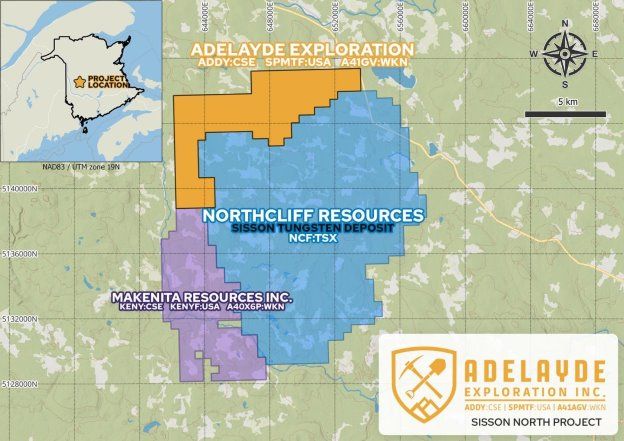 Adelayde Exploration leitet Arbeitsprogramm auf dem Wolframprojekt Sisson North direkt angrenzend an Northcliff Resources Ltd. ein