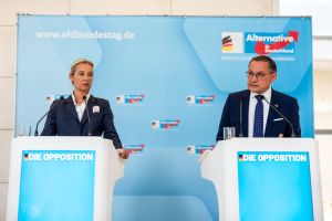 AfD-Chefs Alice Weidel (l.) und Tino Chrupalla (Archivbild)